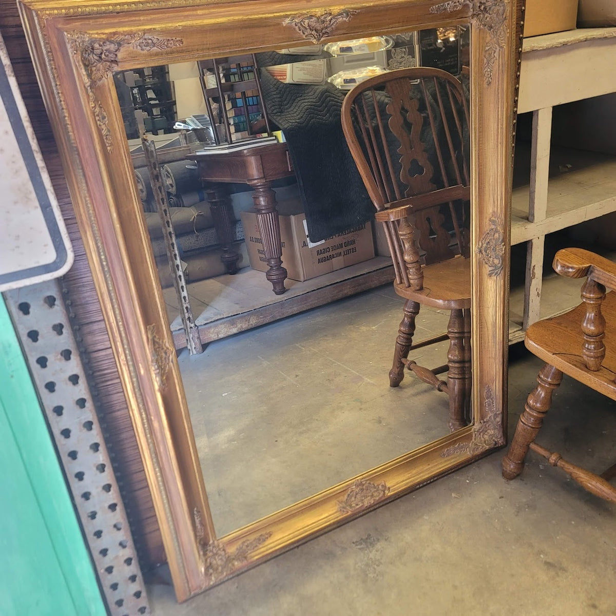 Secondhand Sandies: Large Ornate Gilded Gold Mirror Hanging or Standing