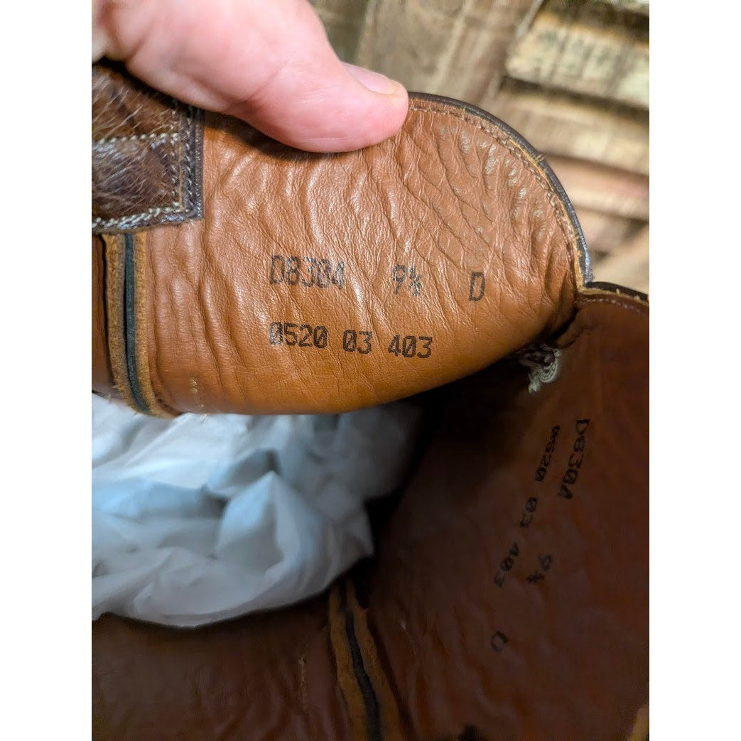 Nocona Vintage Brown Full Quill Ostrich Leather Western Cowboy Boots 9.5 D