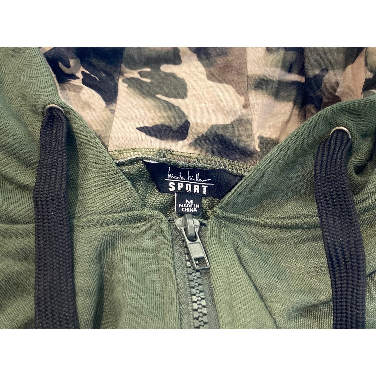 NWT Nicole Miller Sport Green Long Sleeve Full Zip Sweatshirt Hoodie Sz Medium
