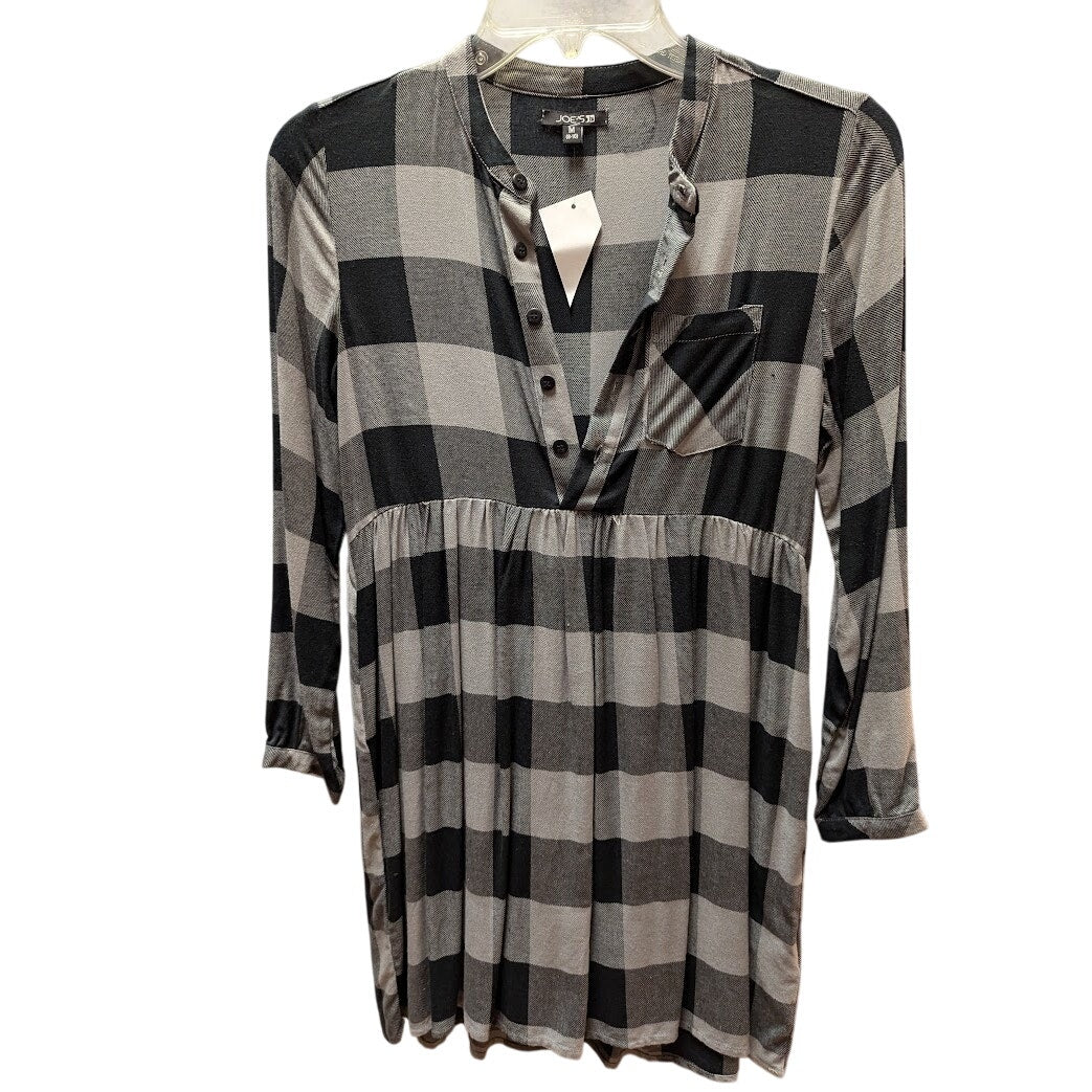 Joe's buffalo plaid Size Girls Medium 8-10 Tunic Dress 1/2 button up NEW casual