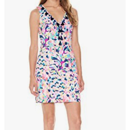Lilly Pulitzer Cabrey Shift Dress Pina Colada Club Pink Tassels Size 4