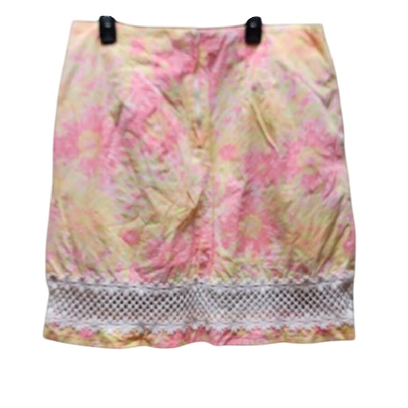 Lilly Pulitzer Corrie Skirt Sunkissed Glow Size 10 Pocket Lined Lace Pink Yellow