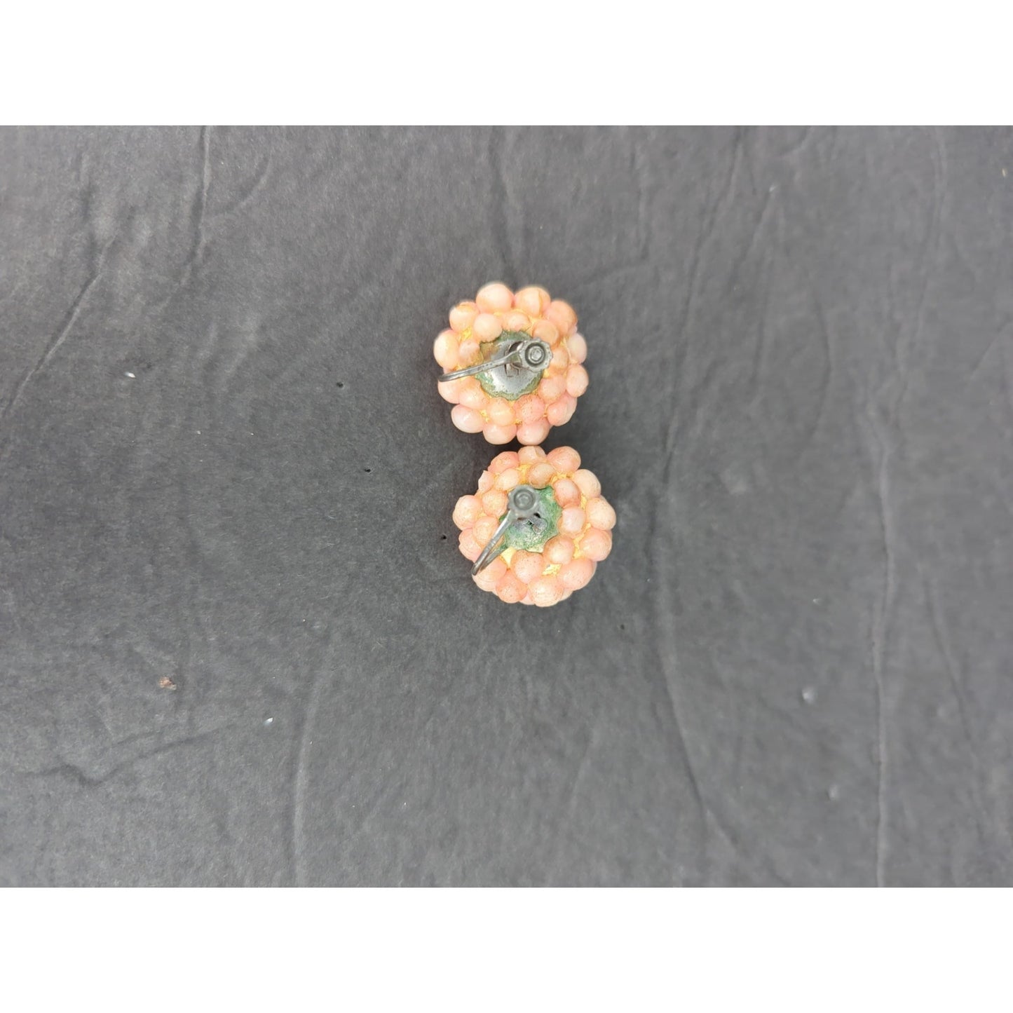 Vintage 50s Glam Pink Resin Rose Flower Stud Pierced Earrings Mid Century Modern