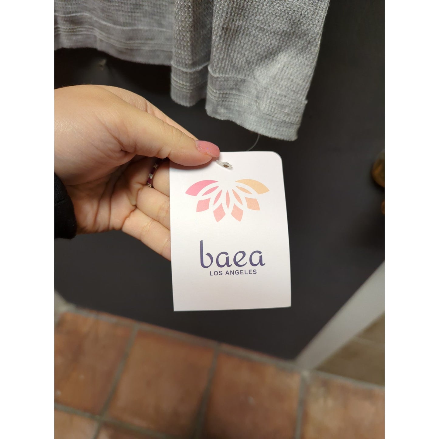 Baea XS Thermal Blouse waffle knit  grey NEW