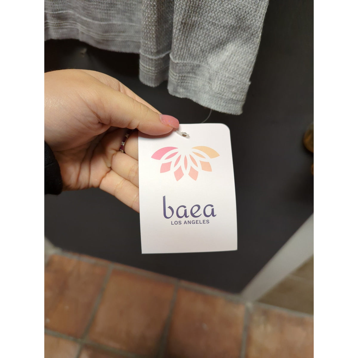 Baea XS Thermal Blouse waffle knit  grey NEW