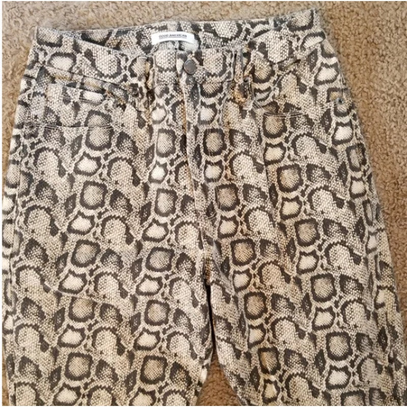 Good American Good Legs Snake-Print Skinny Jeans - size 12/31