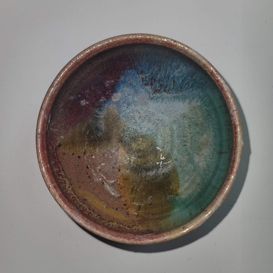 handmade Pottery mini bowl signed Dipping Sauce Condiment Small 3 1/4" Clay