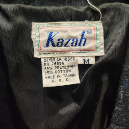 Vintage Kazah Gray Asymmetrical Moto Cropped Double Breasted Blazer Medium