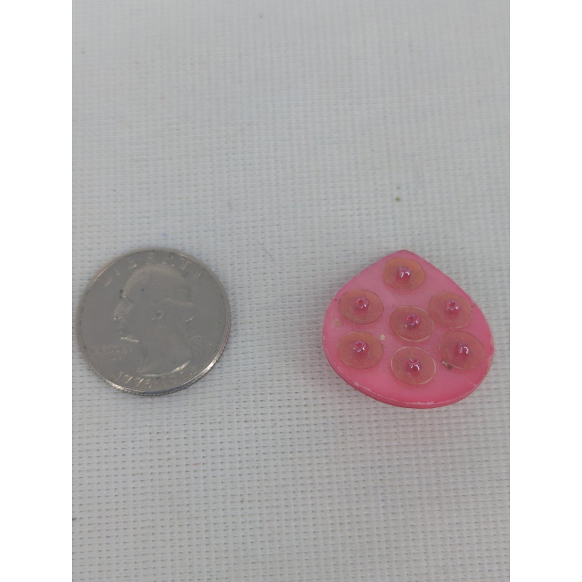 Vintage Pink Teardrop Clip-On Earrings Retro Studded Textured Pop Jewelry