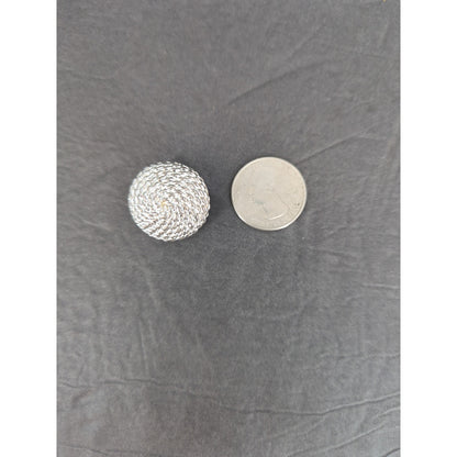 Vintage Silvertone Textured Round Knot Earrings Retro Costume Jewelry