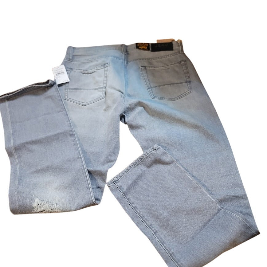 NWT Jean Shop Mick Slim Regular Distressed Jeans Light Wash 33x32