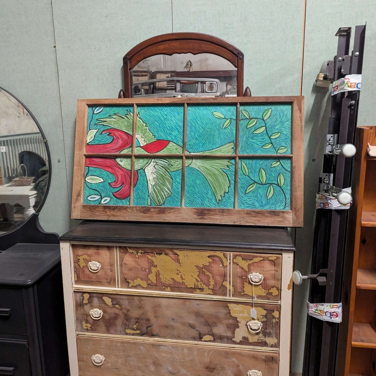SECONDHAND SANDIES: hand painted hummingbird window art