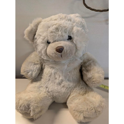 Vintage 1988 Christmas Playful Plush Teddy Bear Light Gray Stuffed Animal