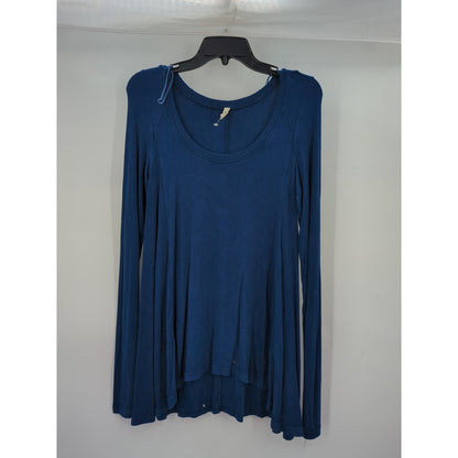 Free People We The Free Blue Ribbed Long Sleeve Tunic Top Small NWT