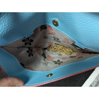 Vegan Pebbled Leather Conververtible Clutch Purse Shoulder Bag gold chain clasp