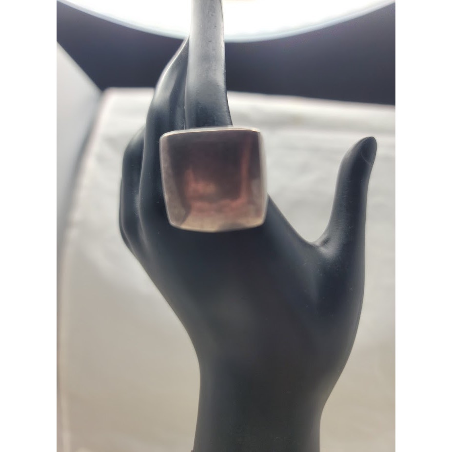 Vintage Modernist Sterling Silver Convex Shield Statement Ring Size 9