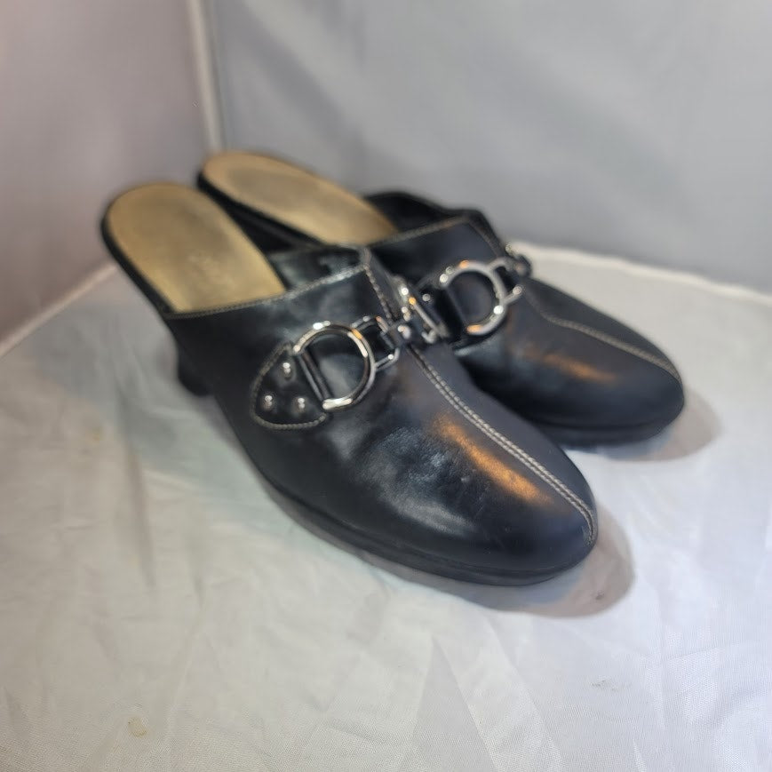 Aerosoles Flexation black clog Womens Shoes Size 10 buckle detail