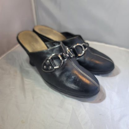 Aerosoles Flexation black clog Womens Shoes Size 10 buckle detail
