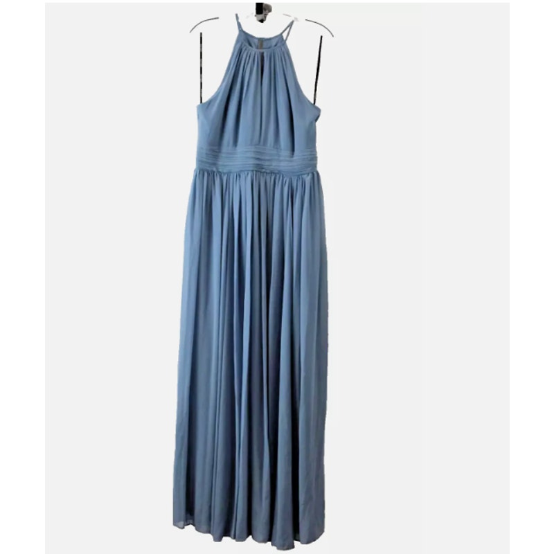 Levkoff Size 4 Dress Maxi Formal Slate Blue Sweetheart keyhole Sleeveless NEW