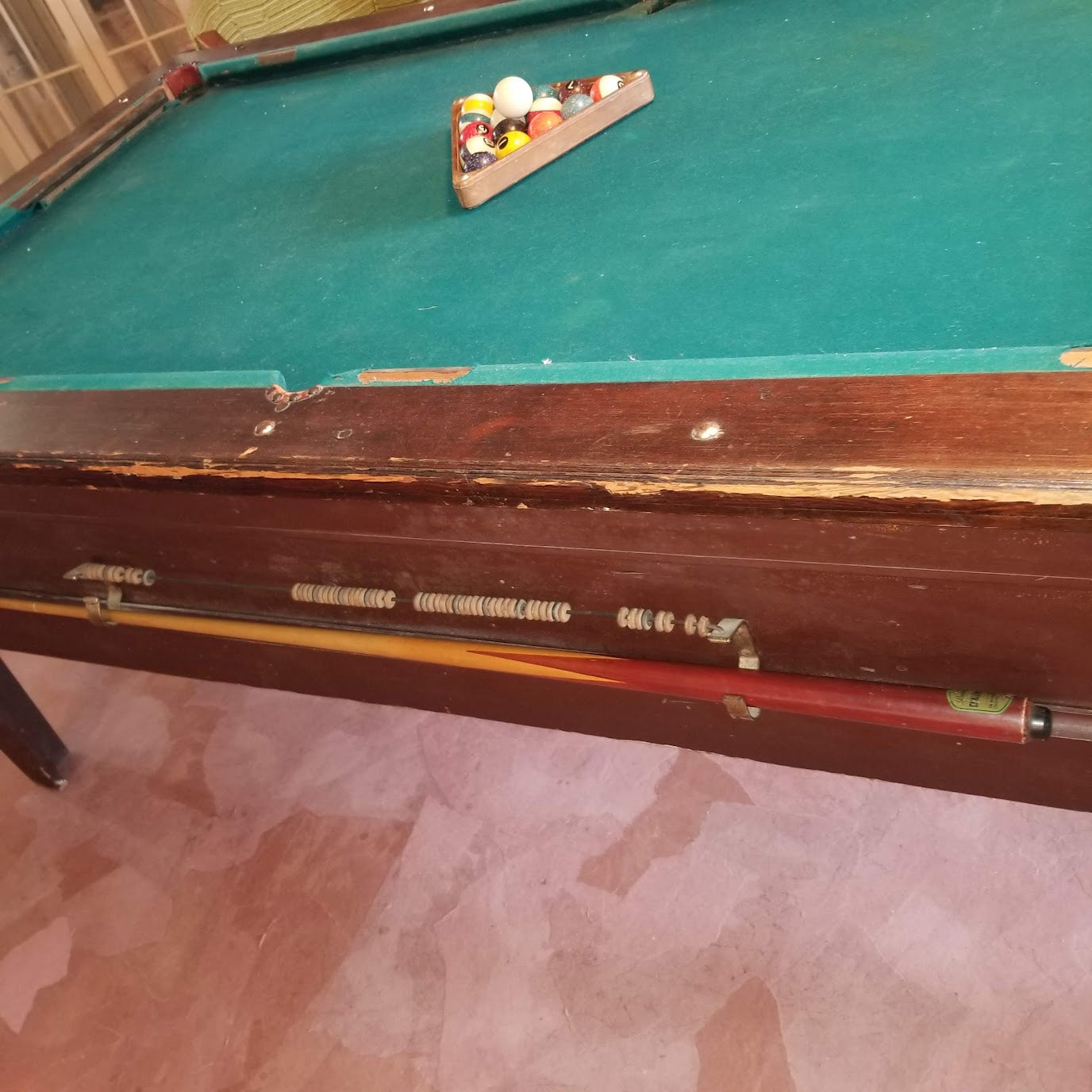 JUKE JOINT ANTIQUE VINTAGE POOL HALL TABLE ALL WOOD NICKEL MECHANISM