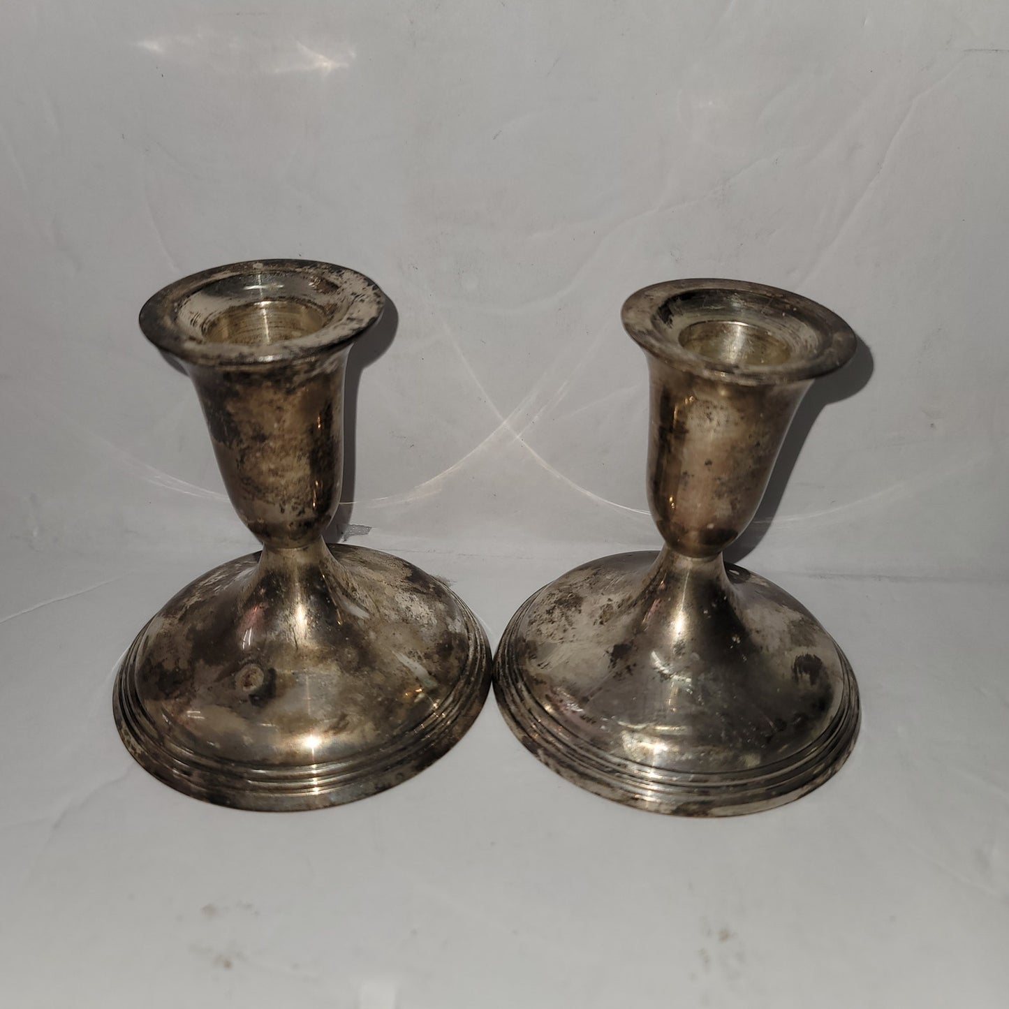 Pair 4.5" silver Short candlesticks India