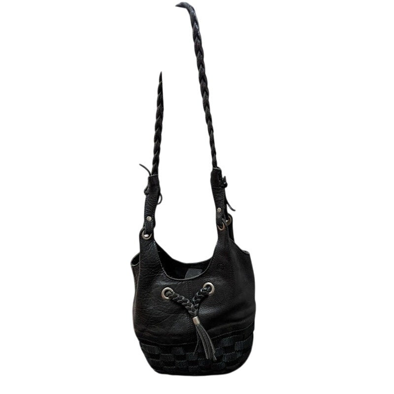 Longaberger To Go Woven Basket Braided Black Leather satchel Shoulder Bag Purse