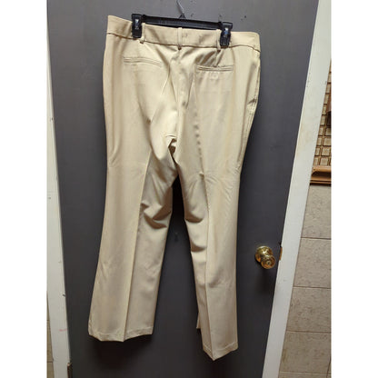 George Khaki Trousers Flat Front Straight Leg Career Casual Chic Size 16 Staple