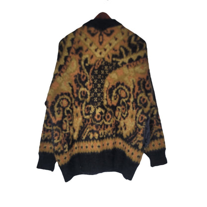 Vintage St. Michael Size 16 / 44 sweater Black Gold button up Mohair blend 90s