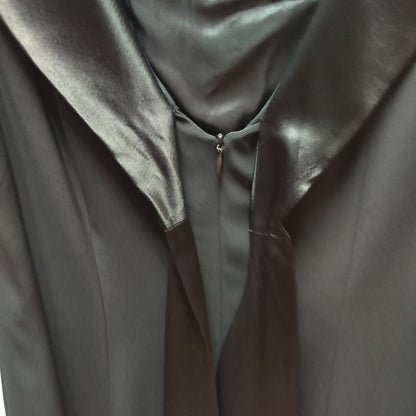 Jones New York Evening Midi Dress Black Satin Portrait Neckline Vintage 8