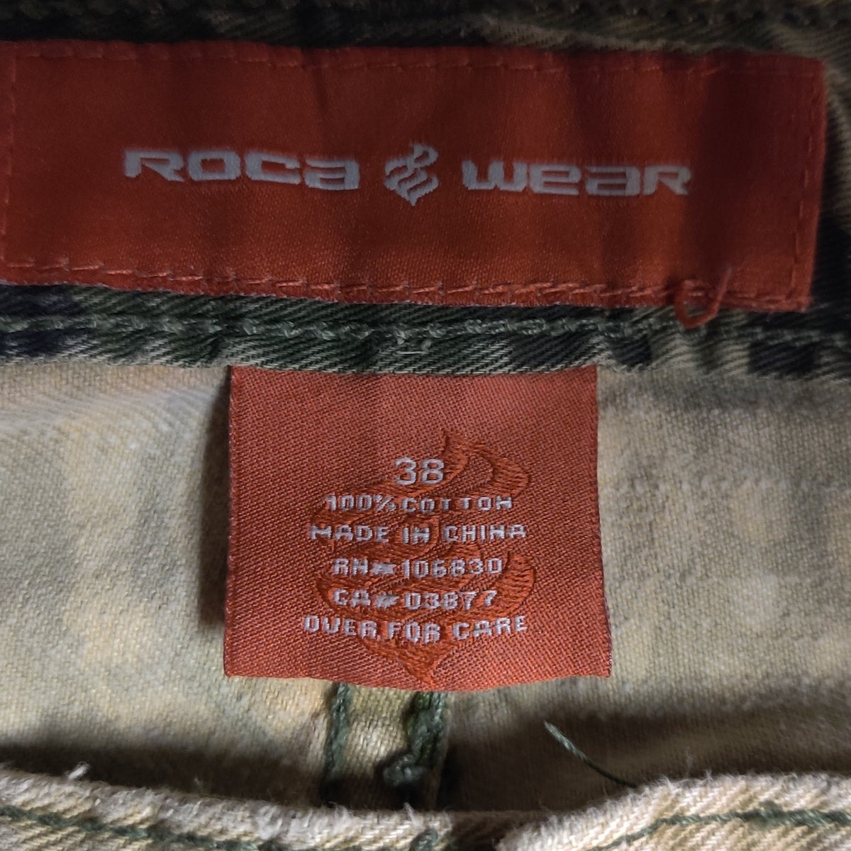 Rocawear Men Baggy Cargo Pants Y2K Hip Hop Khaki Tan Skate Streetwear Utility 38