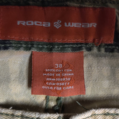 Rocawear Men Baggy Cargo Pants Y2K Hip Hop Khaki Tan Skate Streetwear Utility 38