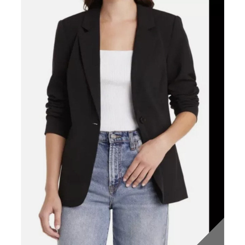 Halogen Single Button Black Blazer Women’s Size XS extra-small Casual Pocket NEW