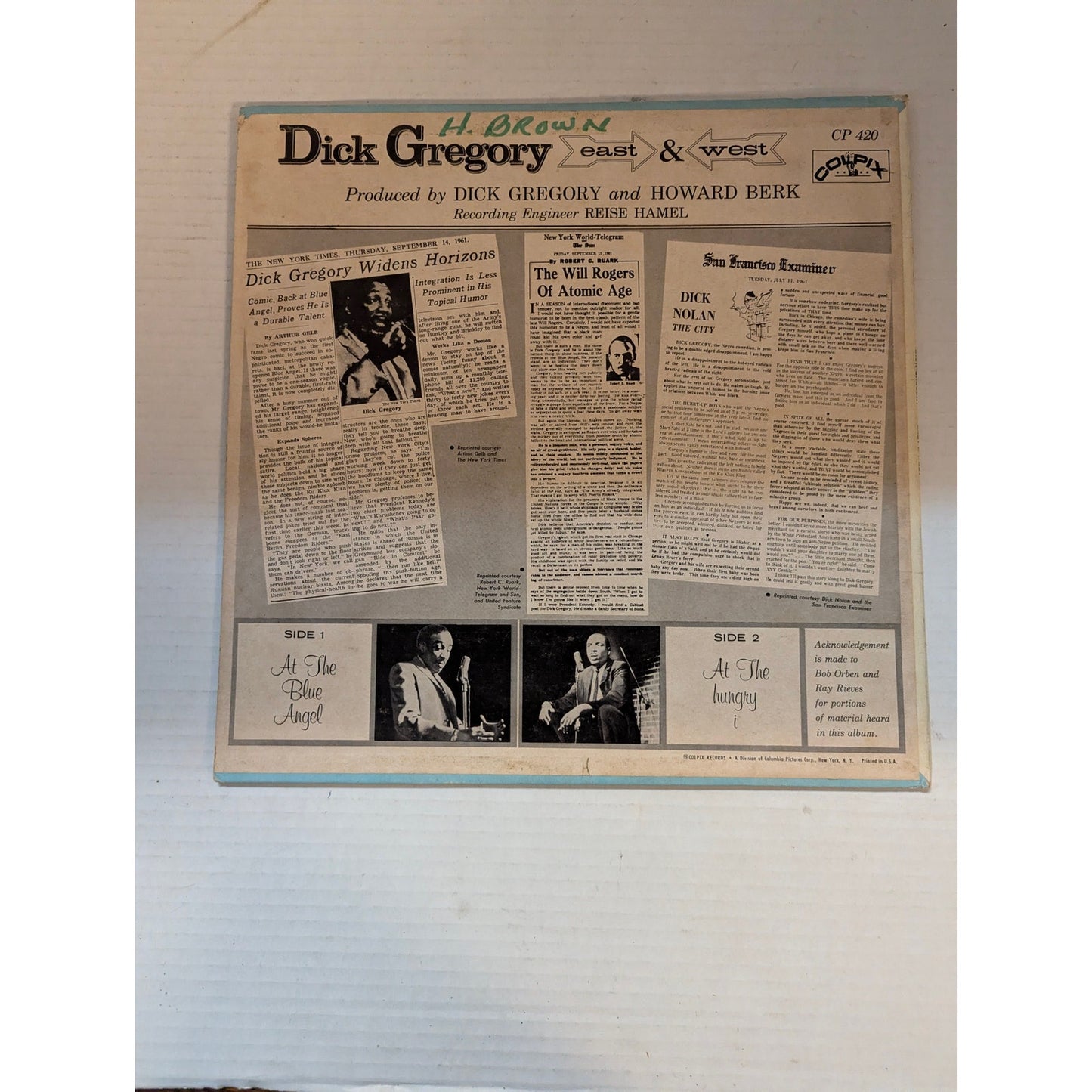 Vintage Dick Gregory East & West Colpix CP420 1961 Stand Up Comedy Vinyl LP