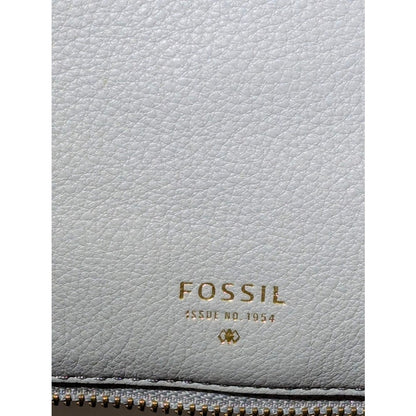 Fossil Preston Small Expandable Crossbody Bag Pastel Blue Leather NWT Travel