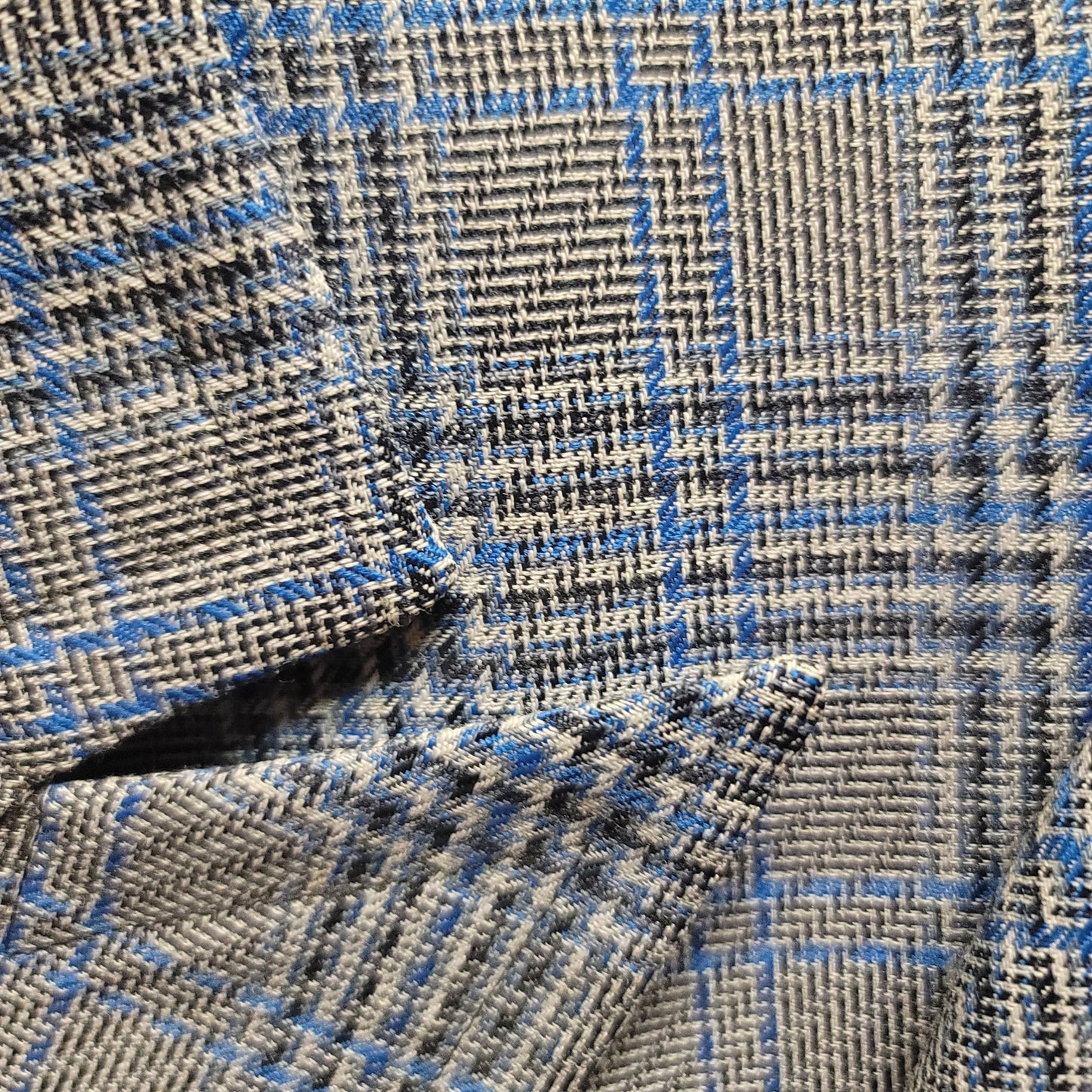 Phoenix 2pc polyester vintage suit Blazer Pants 1970s Plaid blue gray Rockabilly