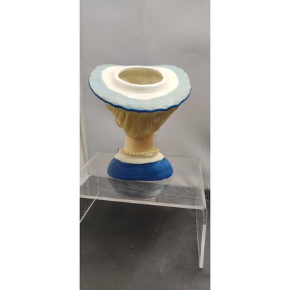 Napco A5046 Blue Lady Headvase Planter MCM Kitsch Retro Collectible Ceramic Vase