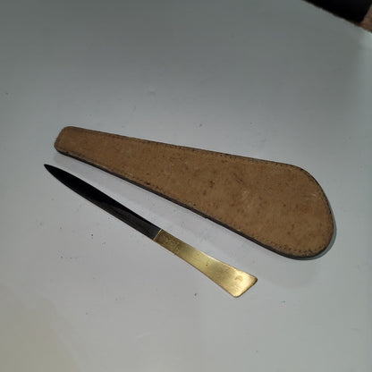 Vintage Brass Letter opener with leather case desk office work
