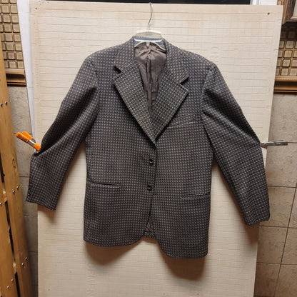 La Mar Mens polyester vintage jacket blazer coat brown blue 1970s Large 2 button