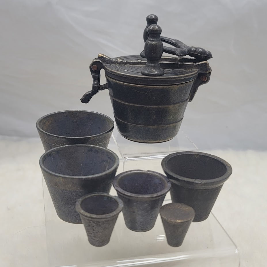 Antique Bronze Nesting Apothecary Cup Weights Set 17-19th Century Dark Academia