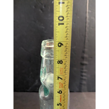 Antique Codd Neck Glass Soda Bottle Aqua Embossed Star Marble Stopper