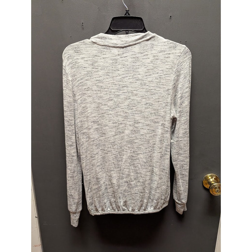 bobeau NEW size small sweater vneck faux wrap long sleeve gray spacedye
