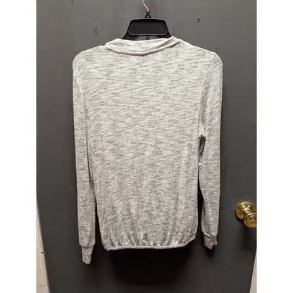 bobeau NEW size small sweater vneck faux wrap long sleeve gray spacedye