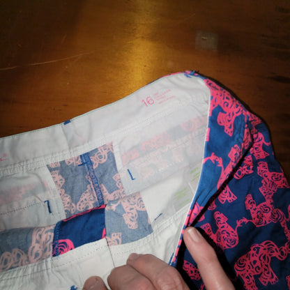 Lilly Pulitzer Size 16 Callahan Shorts "Pack Your Trunk" Pink Elephant Resort