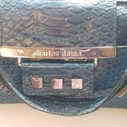 Charles David Vintage y2K Green Faux Aligator Skin Shoulder bag purse