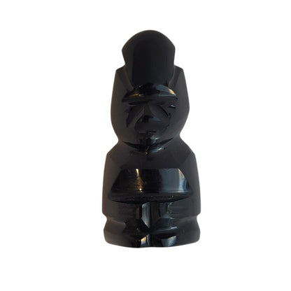 Vintage Black Onyx Obsidian Aztec Mayan Inca Figure