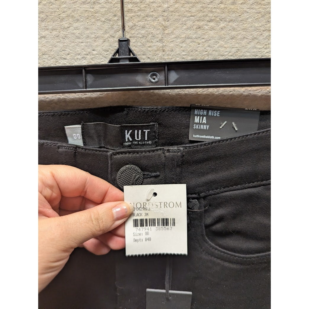 KUT From the Kloth Womens Jeans Size 00 Black NWT Mia High Rise Ankle Skinny XXS
