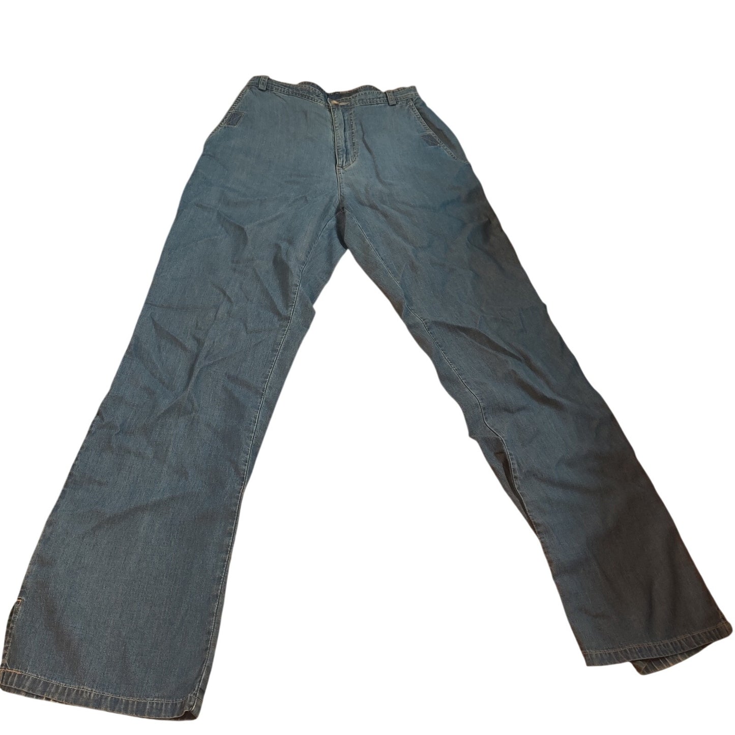 Vintage Lightweight Cotton Light Wash Bootcut Hem Slit High Waist Jeans Size 6