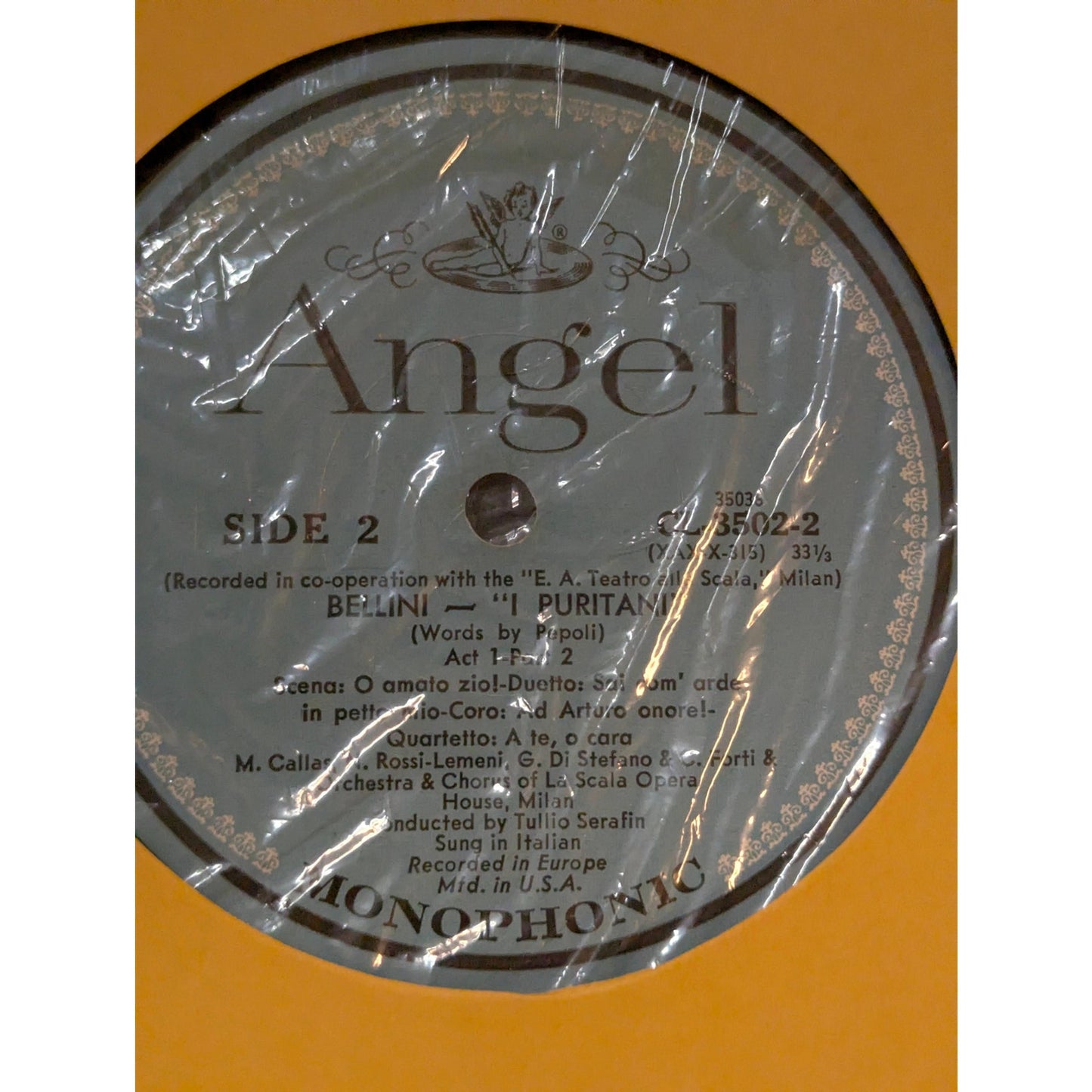 Vintage Bellini I Puritani Callas Di Stefano Angel CL-3502 Mono 3-LP Box Set