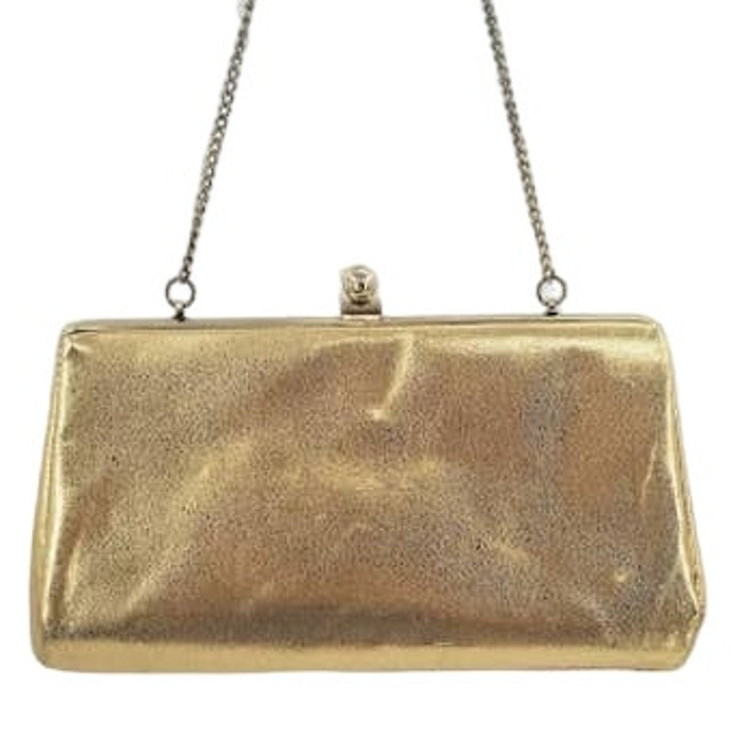 vINTAGE goldtone clutch with metal chain formal fancy SPARKLY GLITTER