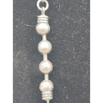 Vintage Silver 19" Beaded Station Long Layering Necklace Minimalist Modernist